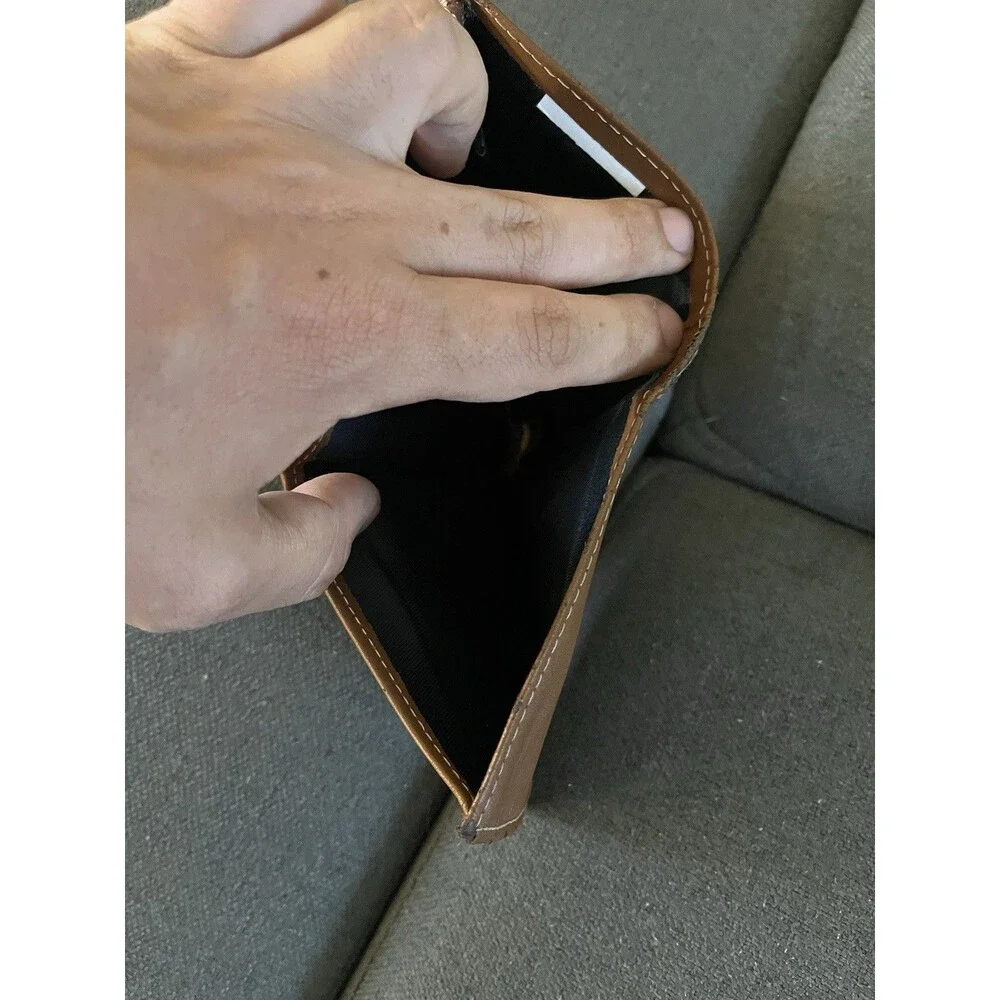 tommy hilfiger wallet mens Brown faux leather bifold